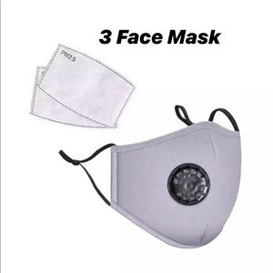 3 Face Mask Bundle Plus 6 Filters New Gray